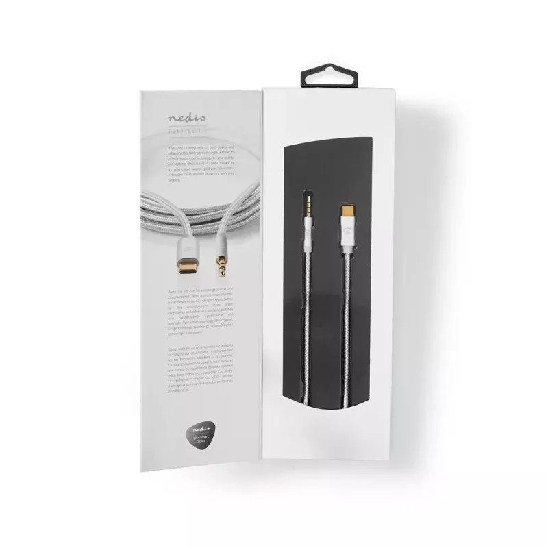 Garso laidas Nedis CCTB65940AL10 1 m USB C – 3,5 mm aliuminis