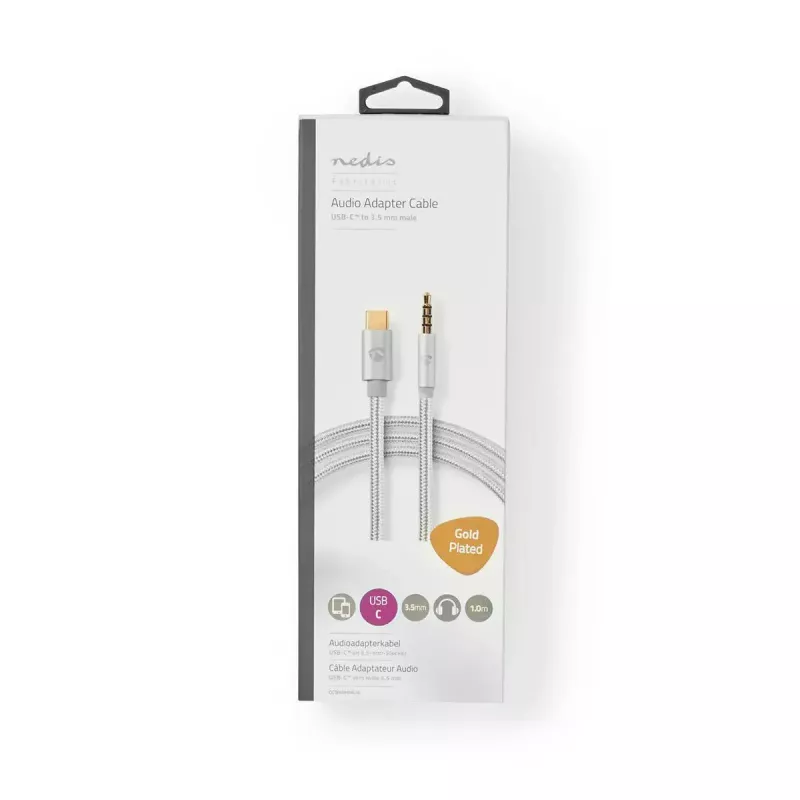 Garso laidas Nedis CCTB65940AL10 1 m USB C – 3,5 mm aliuminis