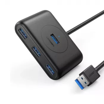 Ugreen 20290 USB 3.2 Gen 1 (3.1 Gen 1) Type-A 4 prievadų USB šakotuvas 5000 Mbit/s Juodas