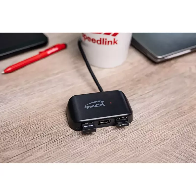 USB-C šakotuvas Speedlink SNAPPY EVO — USB 3.2 Gen 1 Type-C, 4 prievadai (Type-A + Type-C), 5 Gbps, juodas