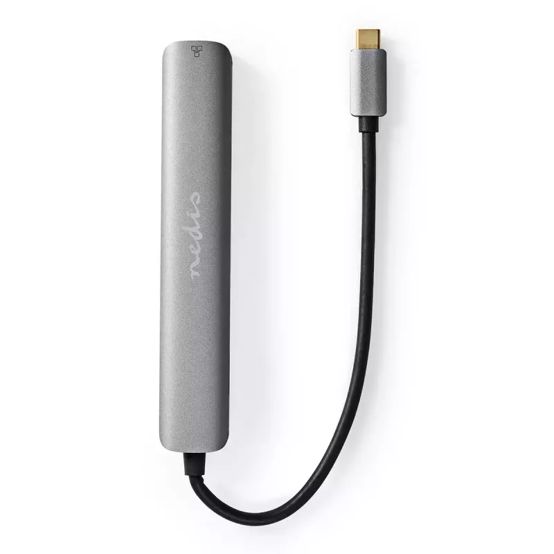 Nedis CCBW64230AT02 USB-C kelių prievadų adapteris 6 viename, USB 3.2 Gen 1, HDMI, RJ45, 2x USB-A, 2x USB-C, 5 Gbps, pilkas