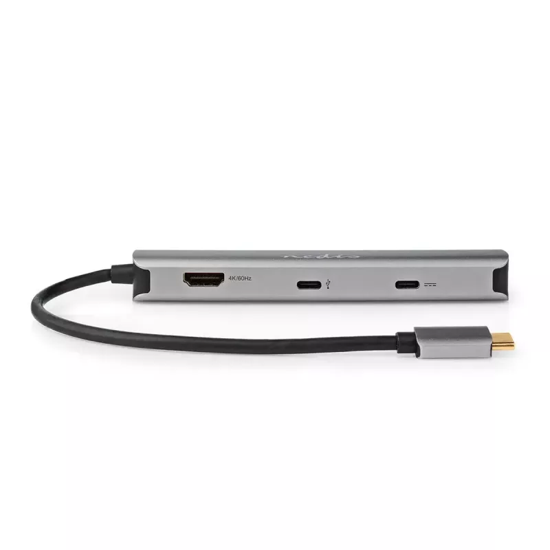 Nedis CCBW64230AT02 USB-C kelių prievadų adapteris 6 viename, USB 3.2 Gen 1, HDMI, RJ45, 2x USB-A, 2x USB-C, 5 Gbps, pilkas