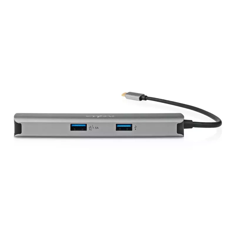 Nedis CCBW64230AT02 USB-C kelių prievadų adapteris 6 viename, USB 3.2 Gen 1, HDMI, RJ45, 2x USB-A, 2x USB-C, 5 Gbps, pilkas