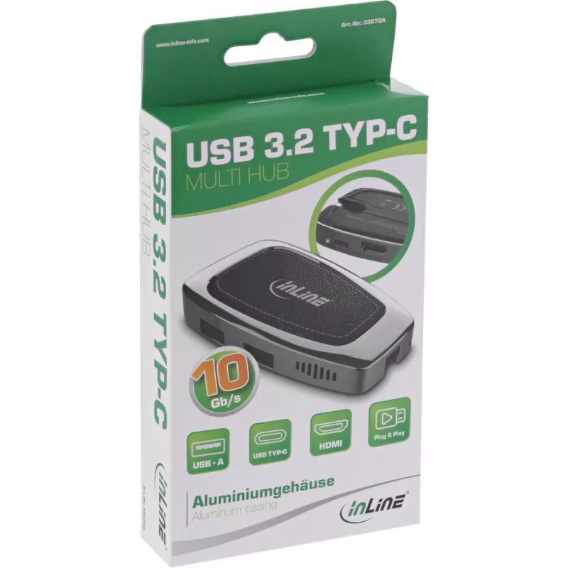 USB šakotuvas InLine USB 3.2 Gen. 2 Multi Hub (2xUSB-A + 1xHDMI + 1xUSB-C)