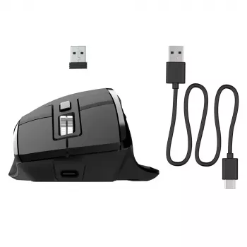 JLab Audio Epic Office belaidė dešinės rankos pelė – Bluetooth + USB Type-A, optinis 2400 DPI, 9 mygtukai, ratukas, juoda