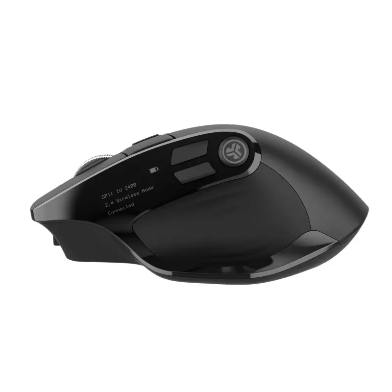 JLab Audio Epic Office belaidė dešinės rankos pelė – Bluetooth + USB Type-A, optinis 2400 DPI, 9 mygtukai, ratukas, juoda