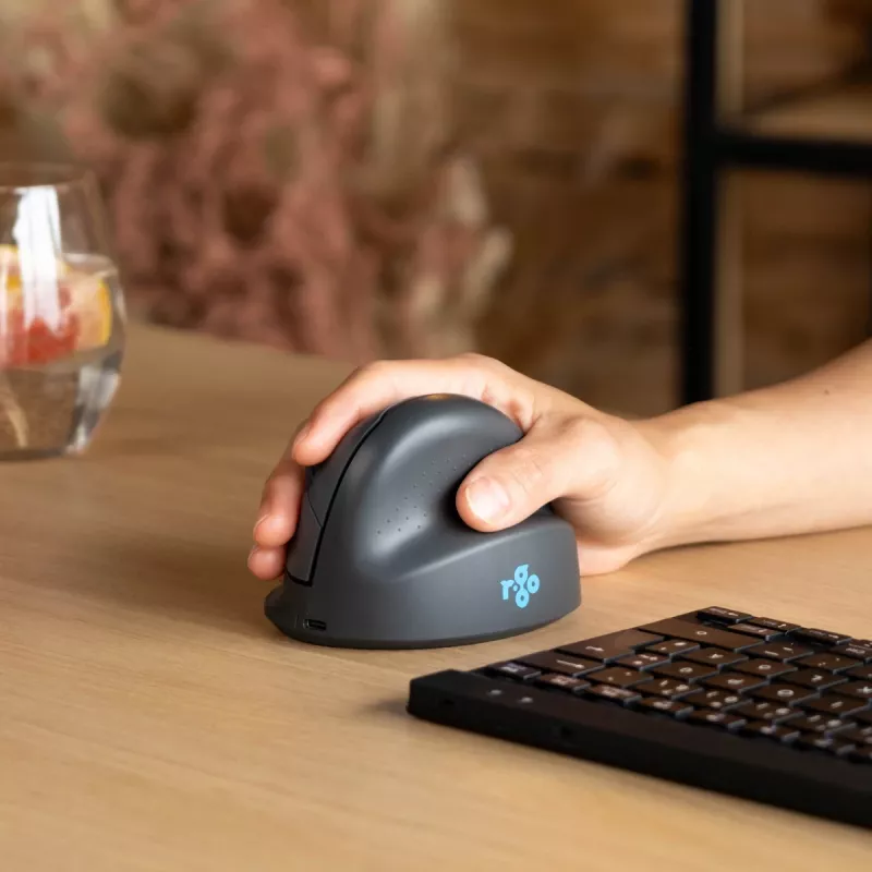 R-Go Tools vertikali pelė R-Go HE Basic, ergonomiška, vidutinė (rankos dydis ≥ 185 mm), dešinei rankai, Bluetooth, pilka