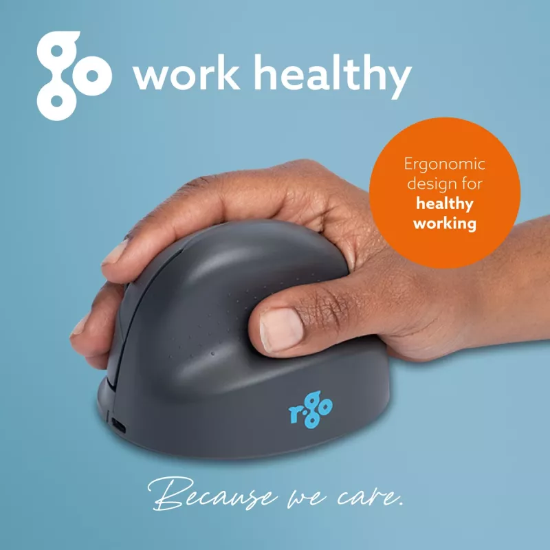 R-Go Tools vertikali pelė R-Go HE Basic, ergonomiška, vidutinė (rankos dydis ≥ 185 mm), dešinei rankai, Bluetooth, pilka