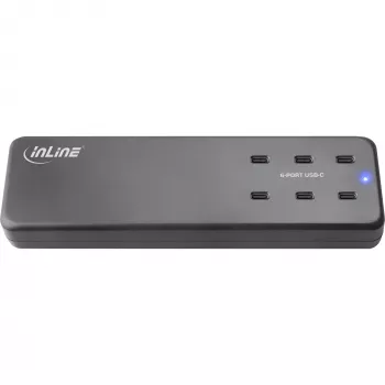 InLine 31516I kelių prievadų USB-C įkroviklis, 6× USB-C, PD 3.0, GaN, juodas