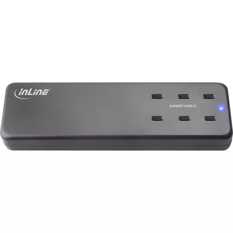 InLine 31516I kelių prievadų USB-C įkroviklis, 6× USB-C, PD 3.0, GaN, juodas