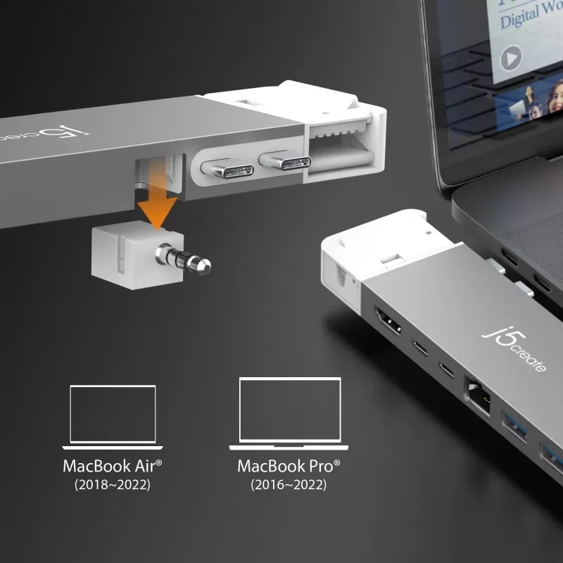 USB stotelė j5create JCD395 4K60 Elite Pro su USB4 ir MagSafe rinkiniu