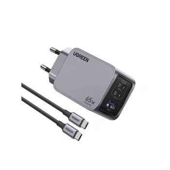 UGREEN 25871 universalus greitasis kroviklis pilka spalva 65 W AC įkroviklis su USB-A ir USB-C