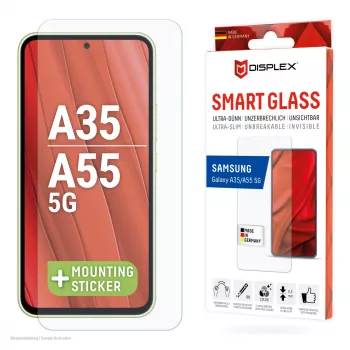Displex Smart Glass (9H) apsauginis stiklas, skirtas Samsung Galaxy A35/A55 5G, su montavimo lipduku, nedūžtantis