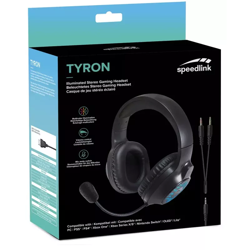 Ausinės SPEEDLINK TYRON laidinės žaidimams juodos
