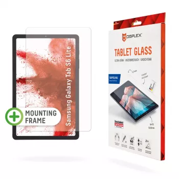 Displex tabletinė stiklinė plėvelė (9H), skirta Samsung Galaxy Tab S6 Lite, su EASY-ON® Eco montavimo rėmeliu, nedūžtanti, itin plona, nematoma