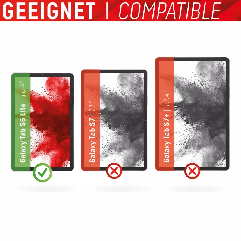 Displex tabletinė stiklinė plėvelė (9H), skirta Samsung Galaxy Tab S6 Lite, su EASY-ON® Eco montavimo rėmeliu, nedūžtanti, itin plona, nematoma