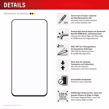 Displex Premium ekrano apsauginis stiklas (Full Cover, 10H), skirtas Samsung Galaxy A56, su EASY-ON® Eco montavimo rėmeliu