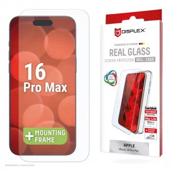 Displex apsauginis stiklas + dėklas Apple iPhone 16 Pro Max, Eco montavimo rėmelis, atsparus įbrėžimams