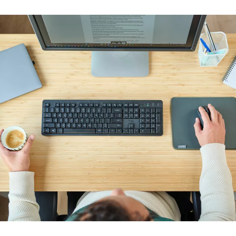 Trust Ody II belaidė klaviatūra Office RF Wireless QWERTZ vokiška juoda