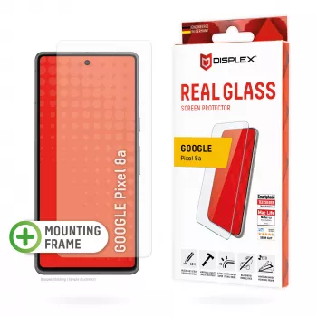 Displex Screen Protector (10H) – apsauginis stiklas Google Pixel 8a su EASY-ON® Eco montavimo rėmeliu, atsparus įbrėžimams