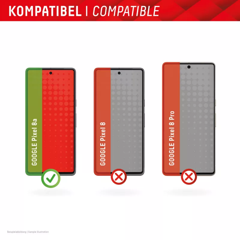 Displex Screen Protector (10H) – apsauginis stiklas Google Pixel 8a su EASY-ON® Eco montavimo rėmeliu, atsparus įbrėžimams