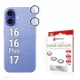 Displex Premium apsauginis stiklas kameros objektyvui, iPhone 16/16 Plus/17, 10H, viengubas žiedas, DLC, permatomas, Quick Mount