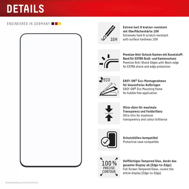 Displex Premium Screen Protector (Full Cover, 10H), skirtas Samsung Galaxy S25 FE/S24 FE, su Eco montavimo rėmeliu, viso ekrano apsauga