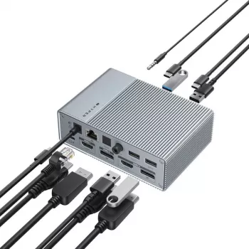Targus HDG215-EUZ USB-C stotelė su 15 prievadų, sidabrinė
