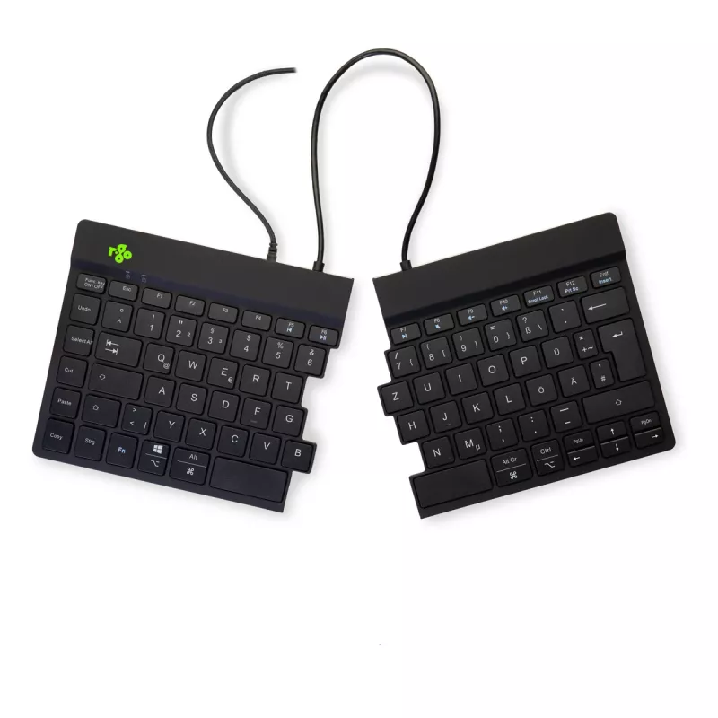 Ergonominė klaviatūra R-Go Tools Split Break v2 su pertraukų programine įranga, išskirta klaviatūra, QWERTZ (DE), laidinė, juoda