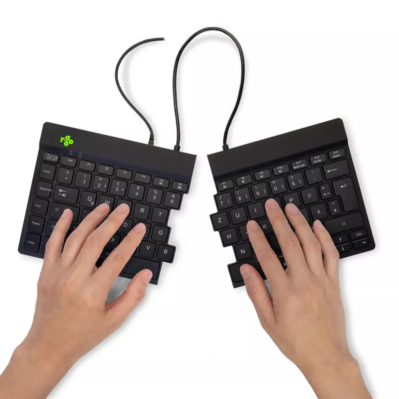 Ergonominė klaviatūra R-Go Tools Split Break v2 su pertraukų programine įranga, išskirta klaviatūra, QWERTZ (DE), laidinė, juoda