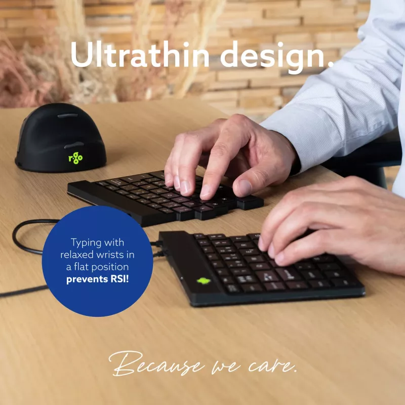 Ergonominė klaviatūra R-Go Tools Split Break v2 su pertraukų programine įranga, išskirta klaviatūra, QWERTZ (DE), laidinė, juoda