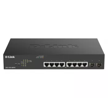 D-Link DGS-1100-10MPV2 valdomas L2 Gigabit Ethernet jungiklis su PoE, 8 prievadai, 1U, juodas