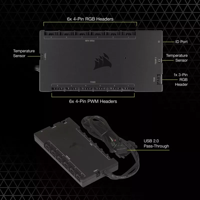 Ventiliatorių greičio valdiklis Corsair iCUE Commander Core XT