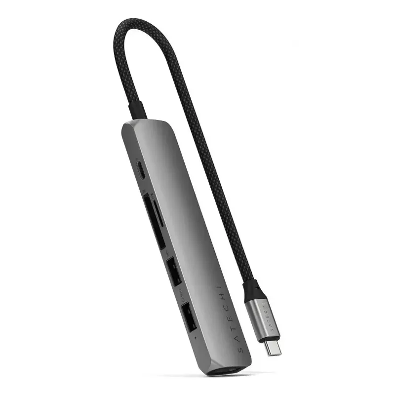 Satechi ST-P6SM USB-C stotelė 6 prievadai 4K HDMI Gigabit Ethernet pilka