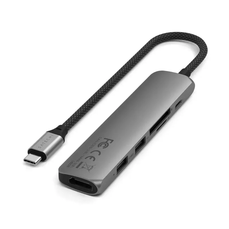 Satechi ST-P6SM USB-C stotelė 6 prievadai 4K HDMI Gigabit Ethernet pilka