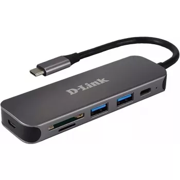 D-Link 5-in-1 USB-C Hub su kortelių skaitytuvu DUB-2325 USB Type-C pilka