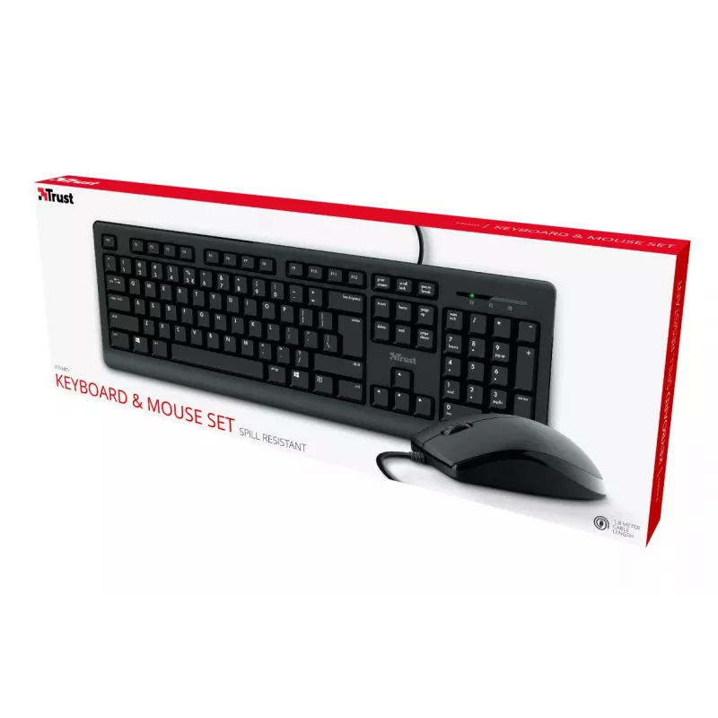 Trust Primo klaviatūra su pele, USB, vokiškas išdėstymas, juoda