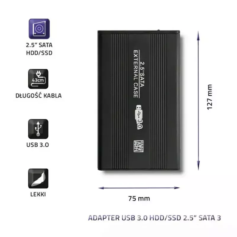 Korpusas HDD/SSD QOLTEC 51861 2,5 colio SATA3 diskams, USB 3.0, juodas