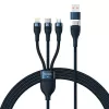 Baseus Flash Series 2 USB laidas 3 viename, USB-C + Micro USB + Lightning, 100 W, 1,2 m, mėlynas