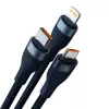 Baseus Flash Series 2 USB laidas 3 viename, USB-C + Micro USB + Lightning, 100 W, 1,2 m, mėlynas