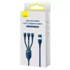 Baseus Flash Series 2 USB laidas 3 viename, USB-C + Micro USB + Lightning, 100 W, 1,2 m, mėlynas