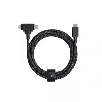 USB laidas Native Union Belt Cable Duo 1,5 m USB‑C į USB‑C/Lightning juodas