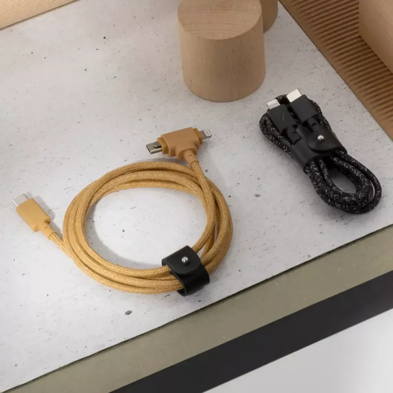 USB laidas native union Belt Cable Duo 1,5 m USB-C į USB-C/Lightning geltonas