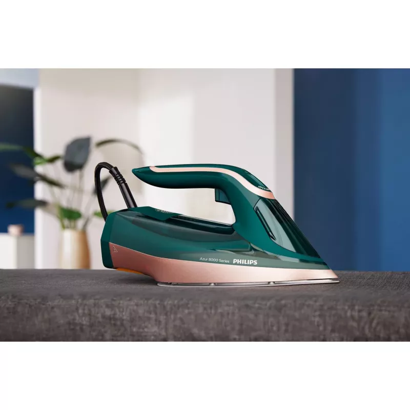 Lyginimo lygintuvas Philips DST8030/70 – 3000 W, SteamGlide Elite padas, 0.35 L talpa, 1,78 kg, vertikalus garas, žalia