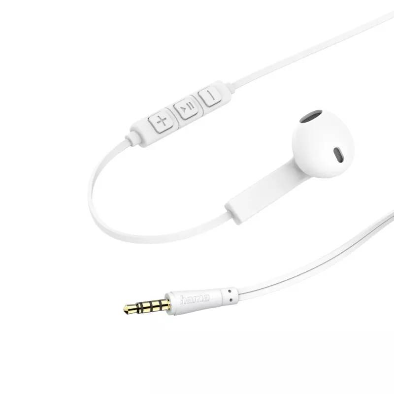 Hama Advance laidinės ausinės į ausį, baltos, su mikrofonu