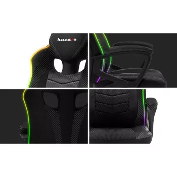Gaming kėdė Huzaro Force 2.5 RGB Mesh – kvėpuojančiu tinkleliu, RGB apšvietimu, reguliuojamu aukščiu, atlošiama, 130 kg
