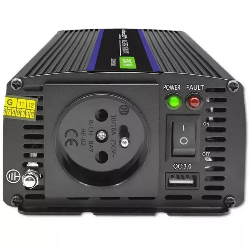 QOLTEC Monolith 600 MS Wave keitiklis 12V į 230V, 600W, grynoji/modifikuota sinusinė banga