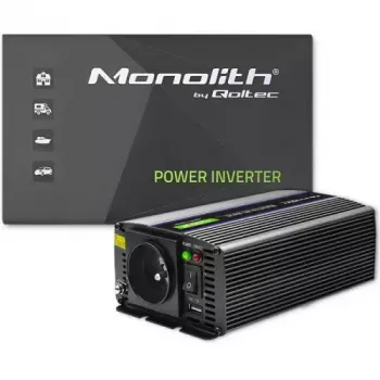 QOLTEC Monolith 600 W keitiklis – 12 V į 230 V, USB PD 18 W, automobiliui/namams, juodas