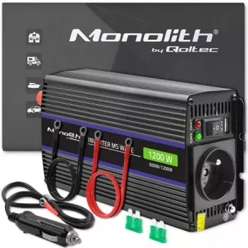 QOLTEC Monolith 600 W keitiklis – 12 V į 230 V, USB PD 18 W, automobiliui/namams, juodas