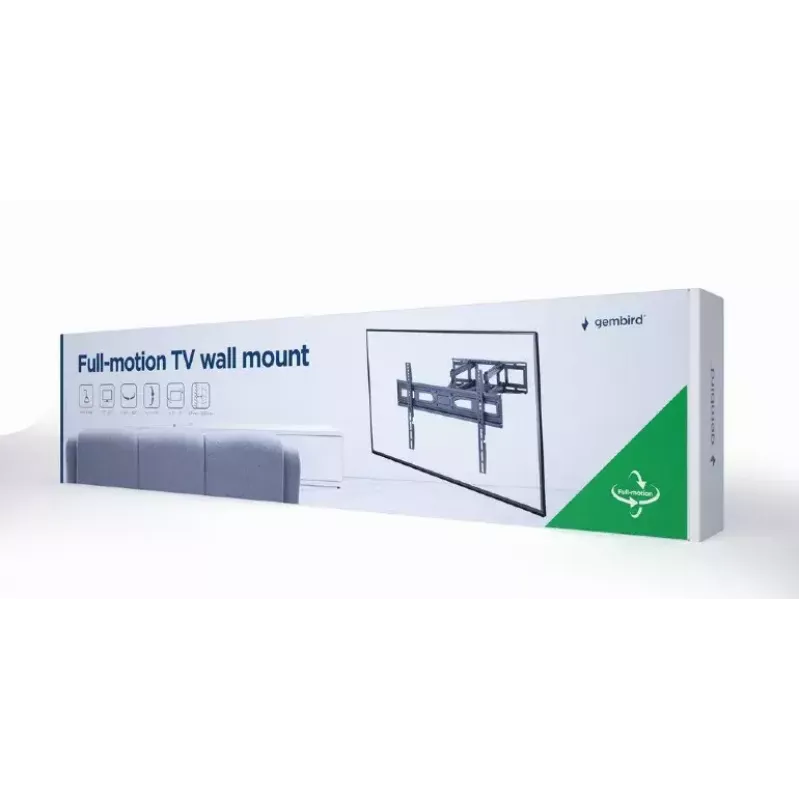 Gembird WM-80ST-03 televizoriaus laikiklis ant sienos, pakreipiamas ir sukamas, 37-80 colių, 40 kg, juodos spalvos